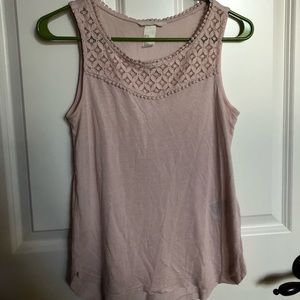 Blush Sleeveless Knit Shirt with Lace detail